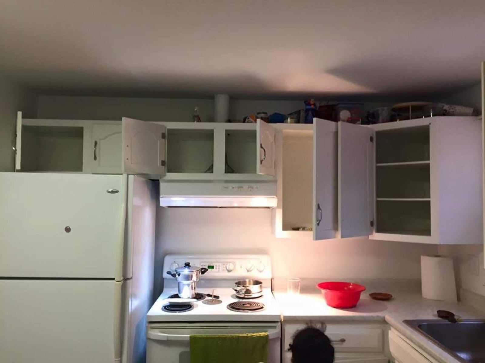 Kitchen cabinets during painting work